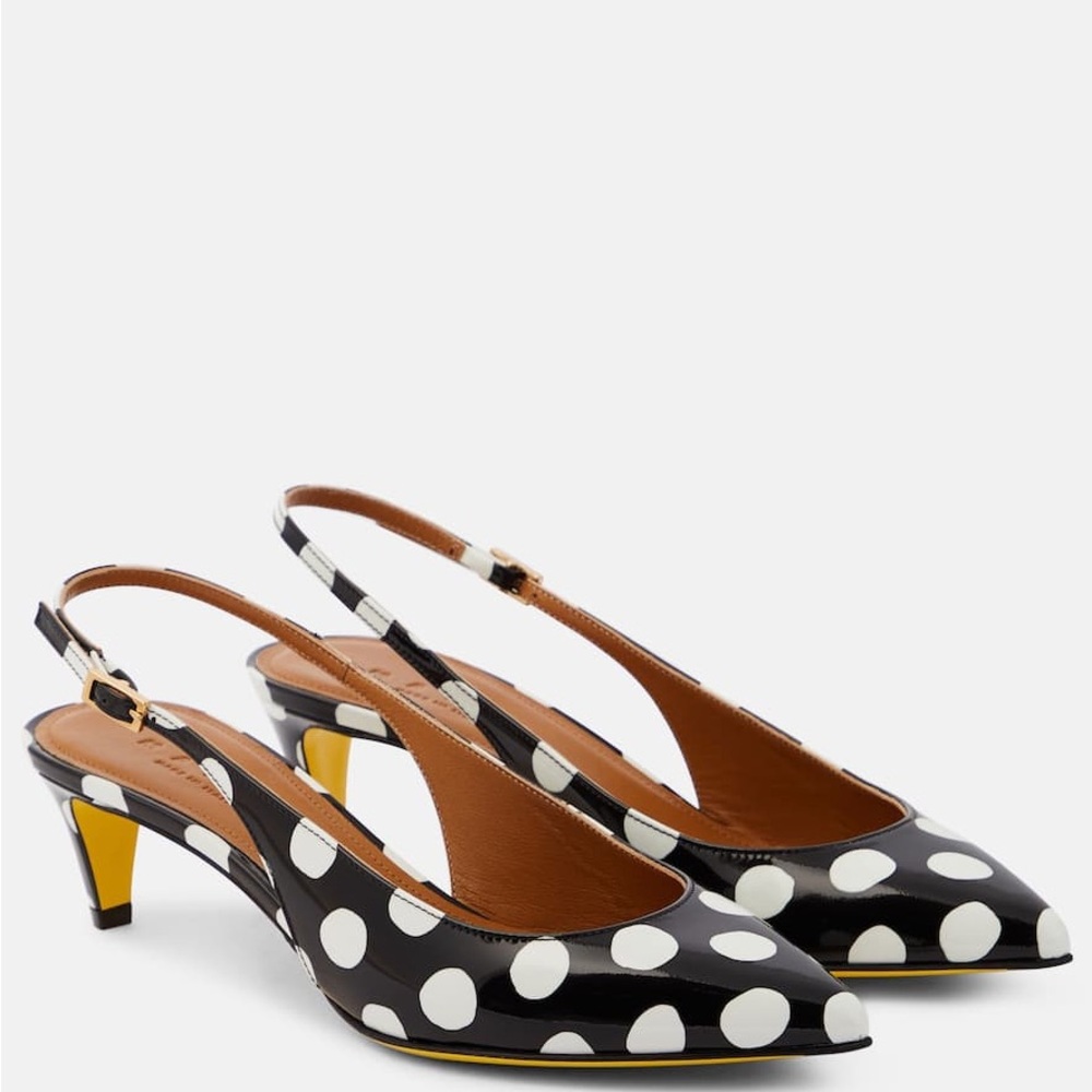 MARNI
Polka-dot patent leather slingback pumps size 40